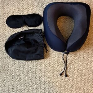 MLVOC Black and Gray Travel Neck Pillow and sleep eye mask Set